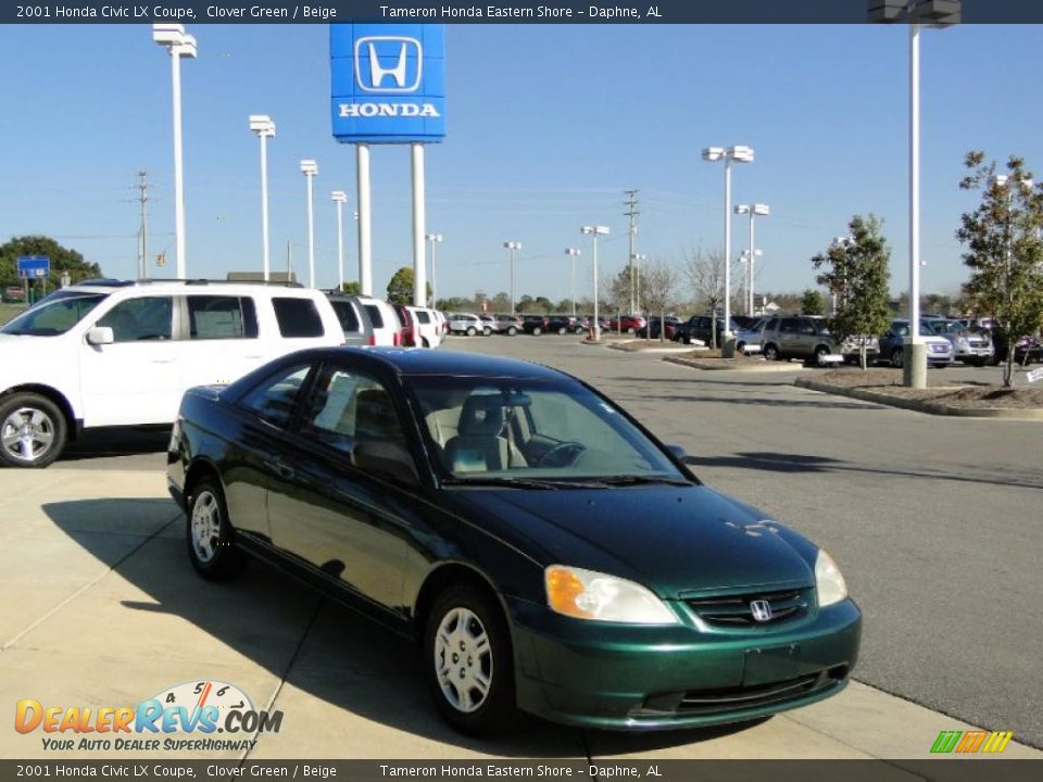 2001 Honda Civic LX Coupe Clover Green / Beige Photo #2