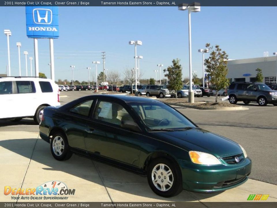 2001 Honda Civic LX Coupe Clover Green / Beige Photo #3