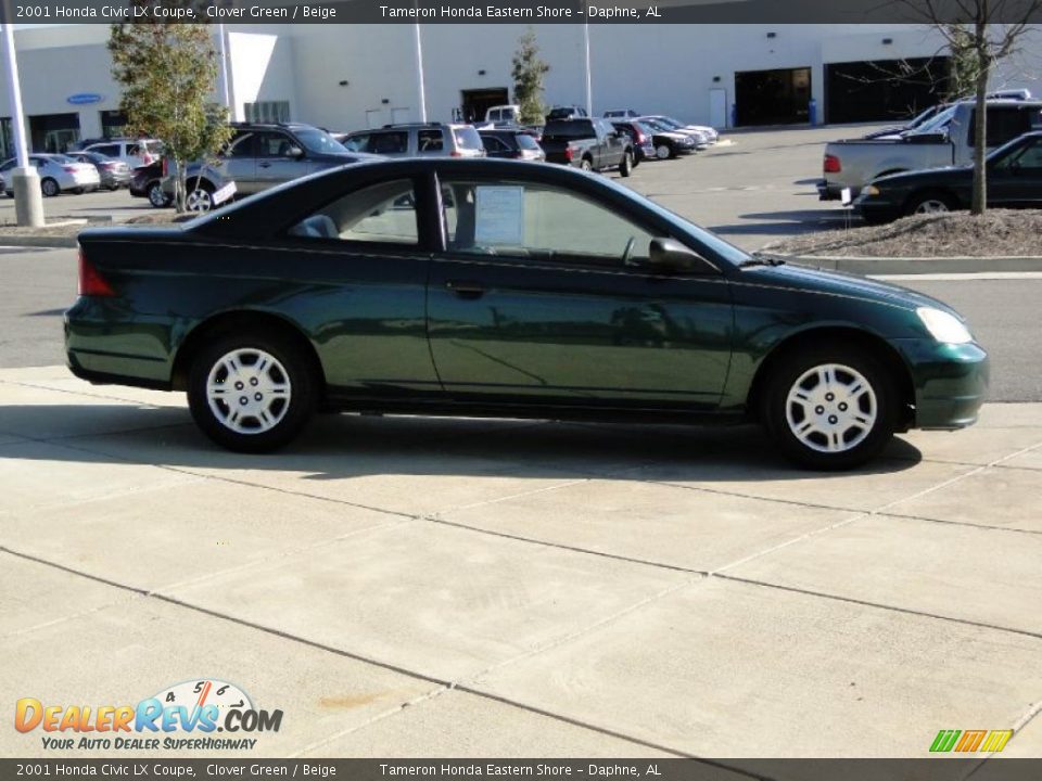 2001 Honda Civic LX Coupe Clover Green / Beige Photo #4