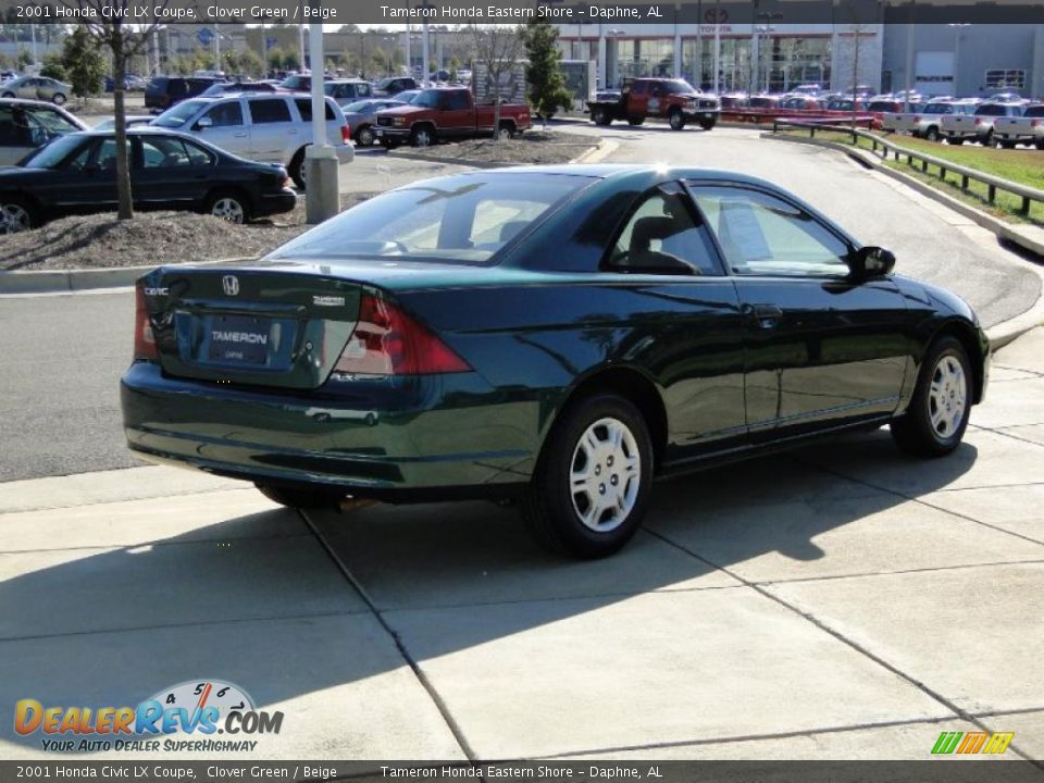 2001 Honda Civic LX Coupe Clover Green / Beige Photo #5