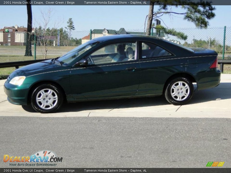 2001 Honda Civic LX Coupe Clover Green / Beige Photo #8