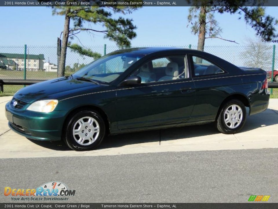 2001 Honda Civic LX Coupe Clover Green / Beige Photo #9