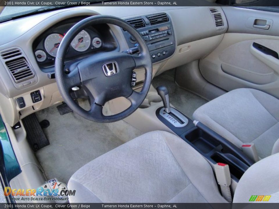 Beige Interior - 2001 Honda Civic LX Coupe Photo #12