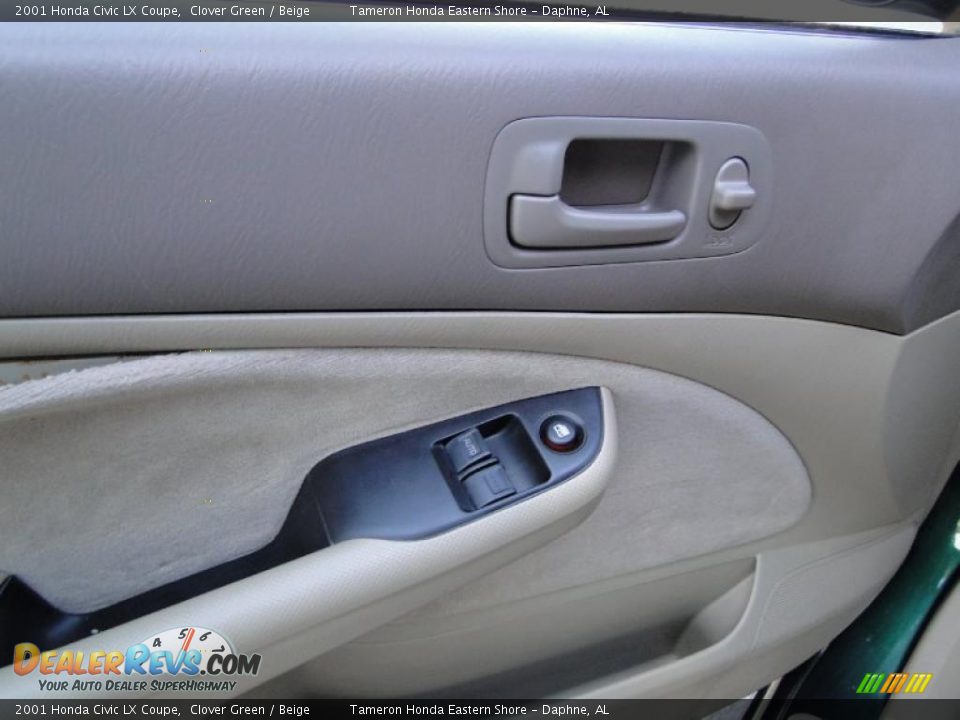 2001 Honda Civic LX Coupe Clover Green / Beige Photo #14