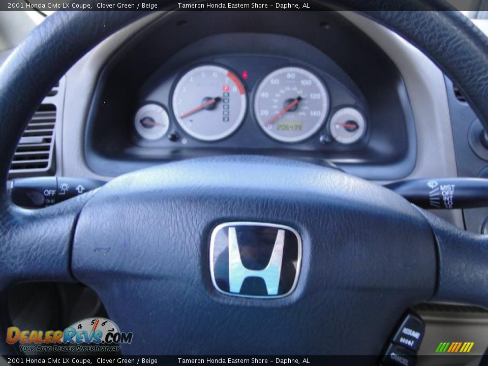 2001 Honda Civic LX Coupe Clover Green / Beige Photo #15