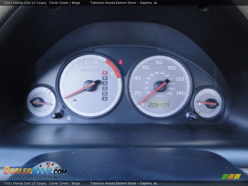2001 Honda Civic LX Coupe Gauges Photo #16