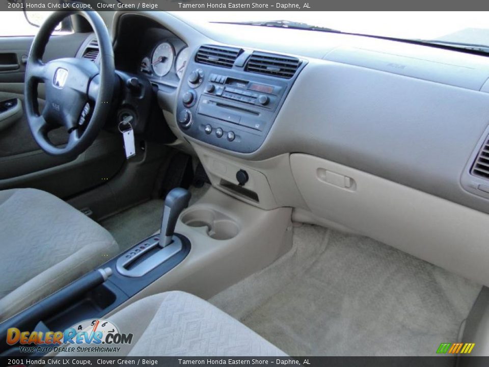 2001 Honda Civic LX Coupe Clover Green / Beige Photo #21