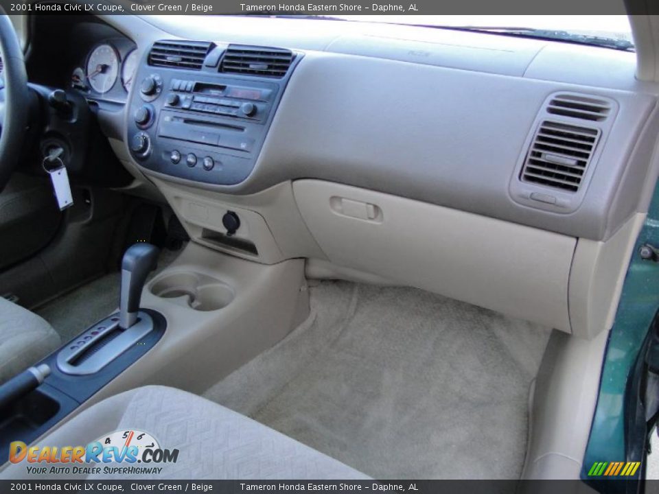 2001 Honda Civic LX Coupe Clover Green / Beige Photo #22