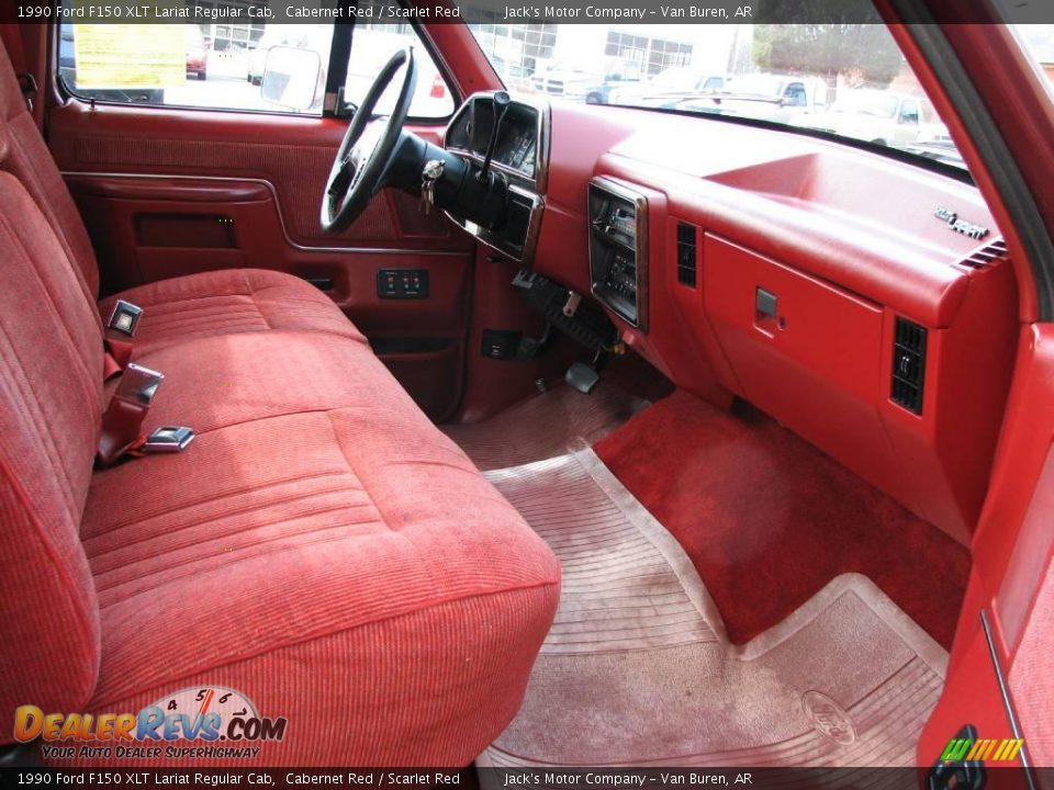 Scarlet Red Interior - 1990 Ford F150 XLT Lariat Regular Cab Photo #8