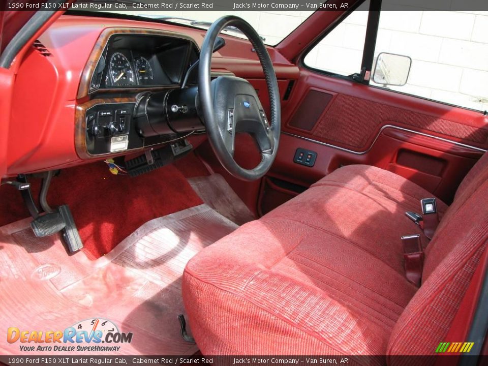 Scarlet Red Interior - 1990 Ford F150 XLT Lariat Regular Cab Photo #12