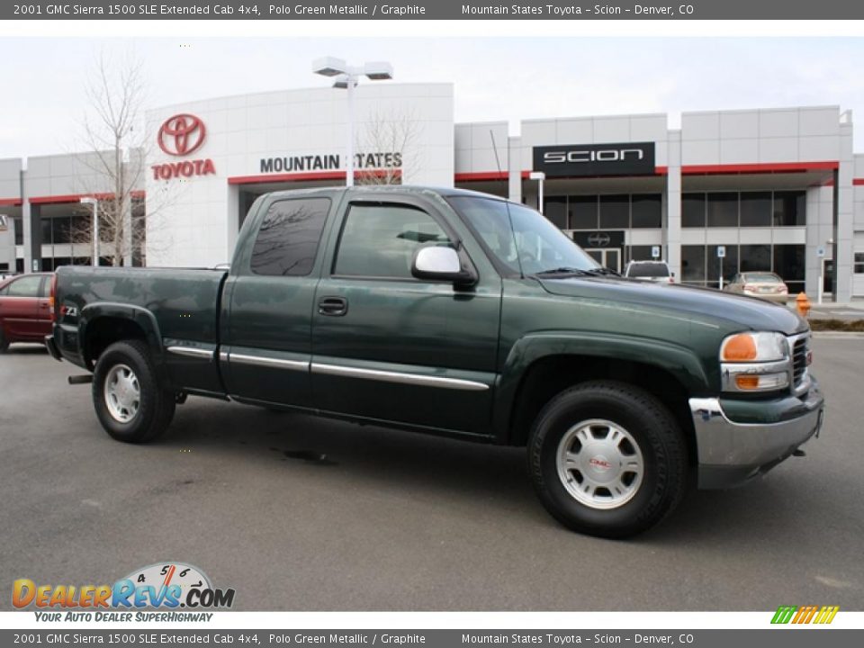 2001 GMC Sierra 1500 SLE Extended Cab 4x4 Polo Green Metallic / Graphite Photo #1