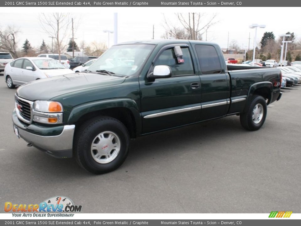 Front 3/4 View of 2001 GMC Sierra 1500 SLE Extended Cab 4x4 Photo #5