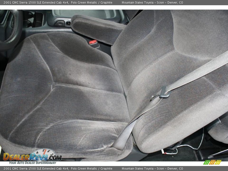2001 GMC Sierra 1500 SLE Extended Cab 4x4 Polo Green Metallic / Graphite Photo #12