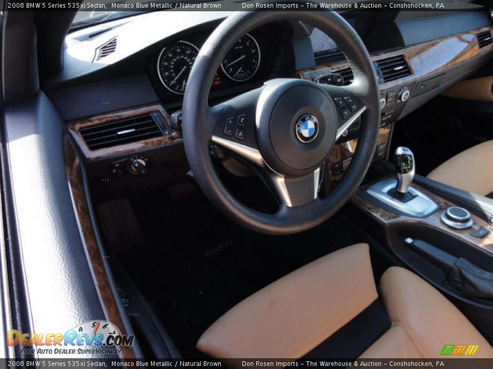 2008 BMW 5 Series 535xi Sedan Monaco Blue Metallic / Natural Brown Photo #12