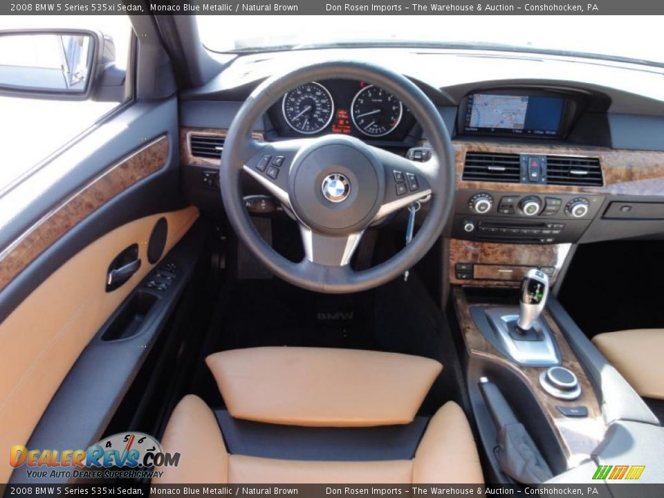 2008 BMW 5 Series 535xi Sedan Monaco Blue Metallic / Natural Brown Photo #31