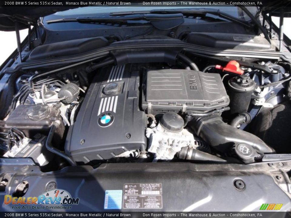 2008 BMW 5 Series 535xi Sedan Monaco Blue Metallic / Natural Brown Photo #35
