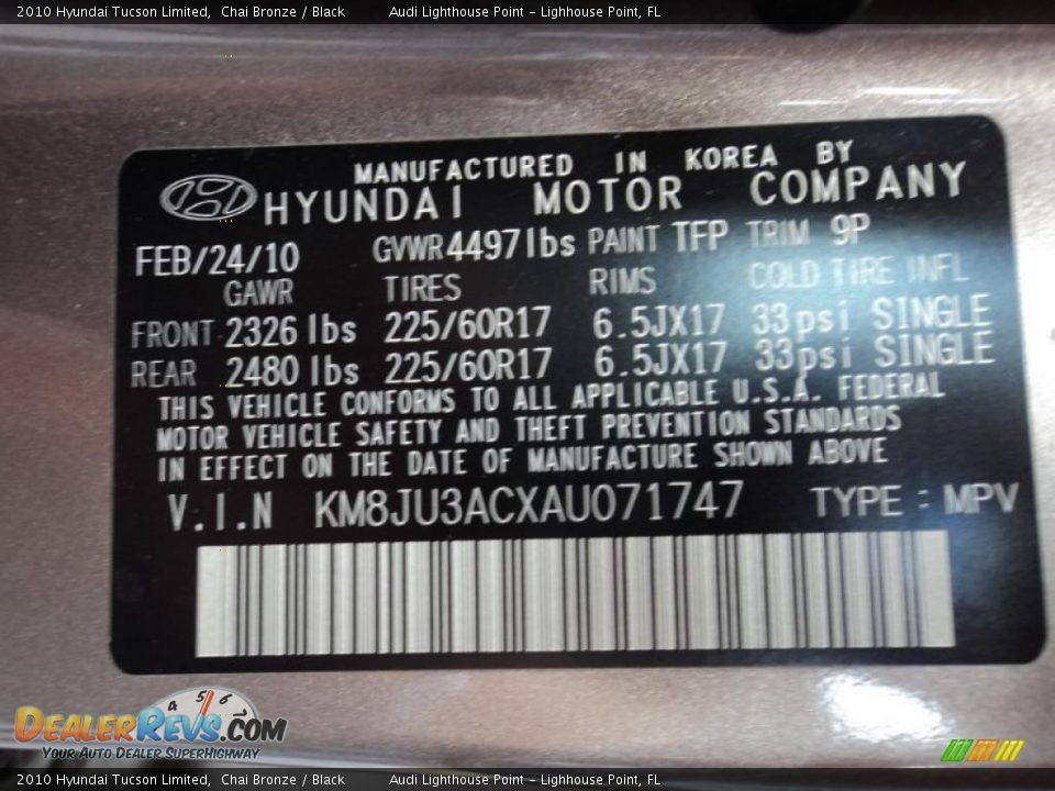 2010 Hyundai Tucson Limited Chai Bronze / Black Photo #25