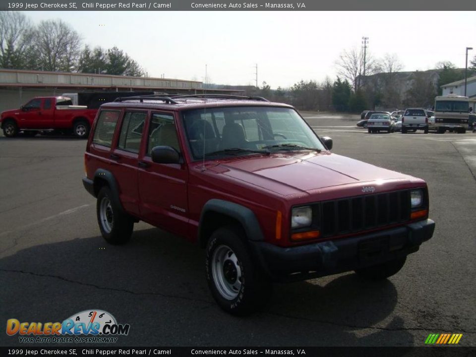 1999 Jeep Cherokee SE Chili Pepper Red Pearl / Camel Photo #2