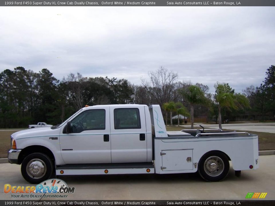 1999 Ford F450 Super Duty XL Crew Cab Dually Chassis Oxford White / Medium Graphite Photo #6