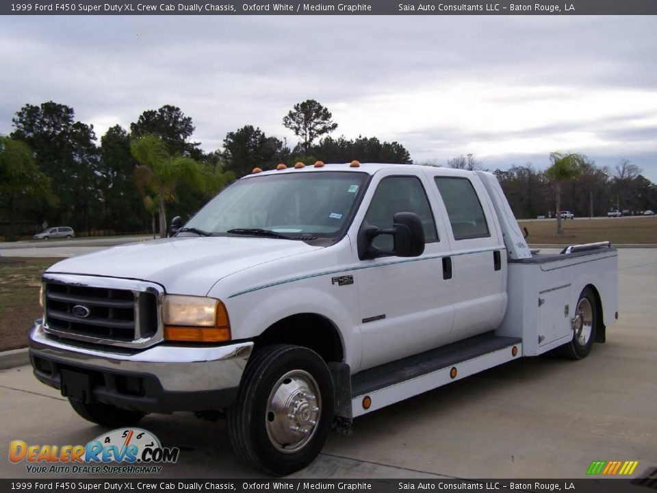 1999 Ford F450 Super Duty XL Crew Cab Dually Chassis Oxford White / Medium Graphite Photo #7