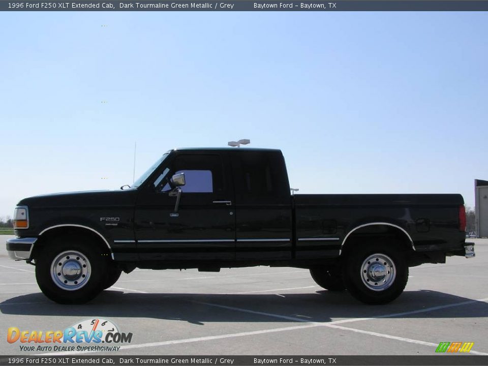 1996 Ford F250 XLT Extended Cab Dark Tourmaline Green Metallic / Grey Photo #2