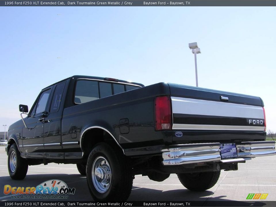 1996 Ford F250 XLT Extended Cab Dark Tourmaline Green Metallic / Grey Photo #3