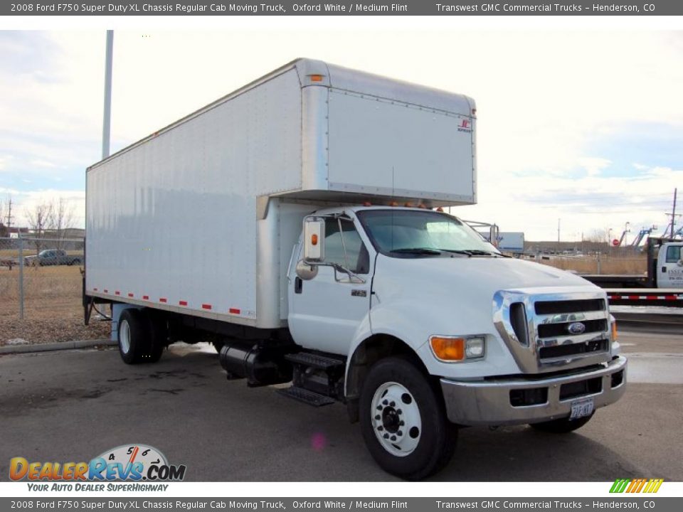 2008 Ford F750 Super Duty XL Chassis Regular Cab Moving Truck Oxford White / Medium Flint Photo #3