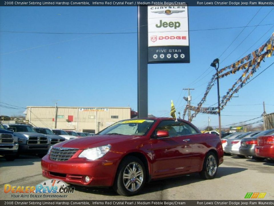 2008 Chrysler Sebring Limited Hardtop Convertible Inferno Red Crystal Pearl / Medium Pebble Beige/Cream Photo #1