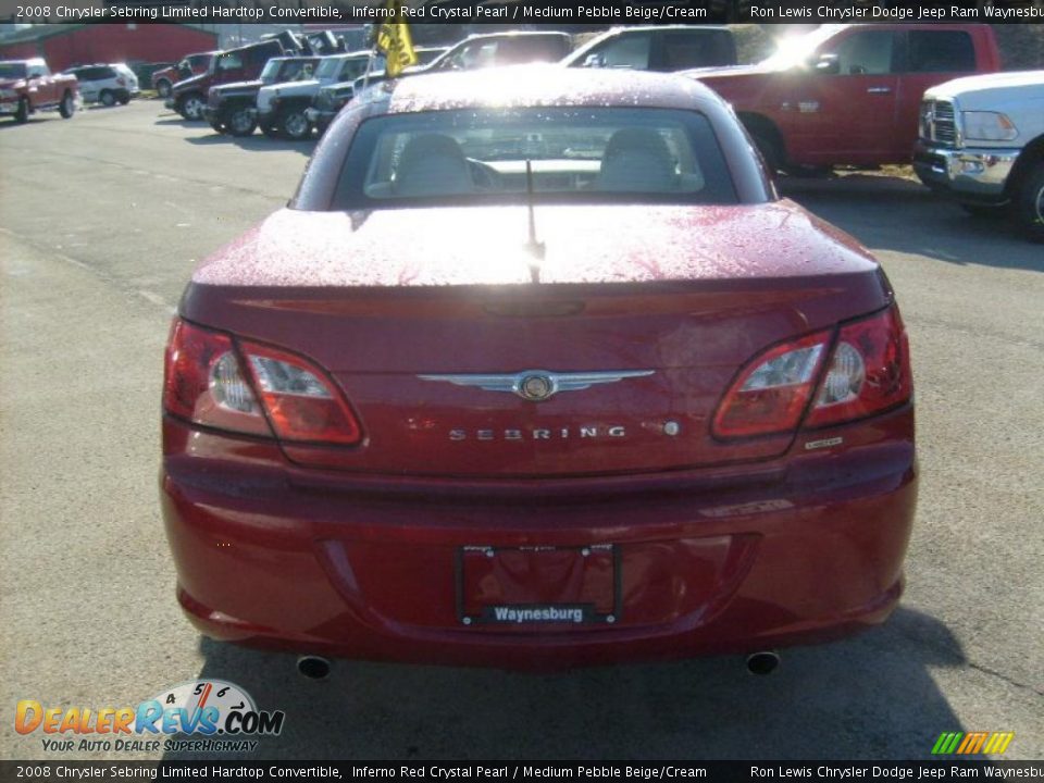 2008 Chrysler Sebring Limited Hardtop Convertible Inferno Red Crystal Pearl / Medium Pebble Beige/Cream Photo #4