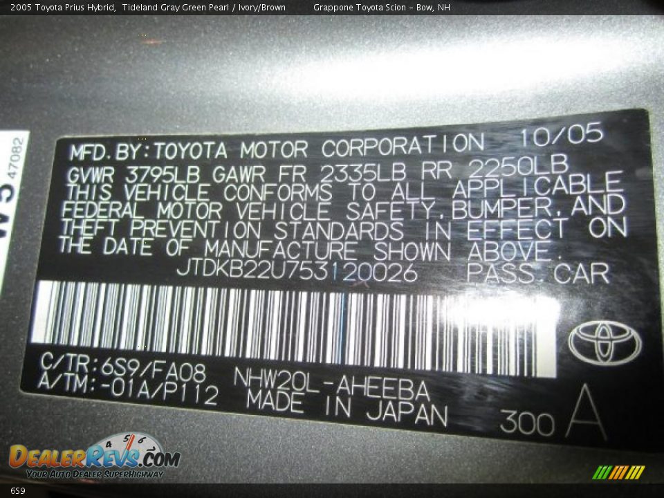 Toyota Color Code 6S9 Tideland Gray Green Pearl