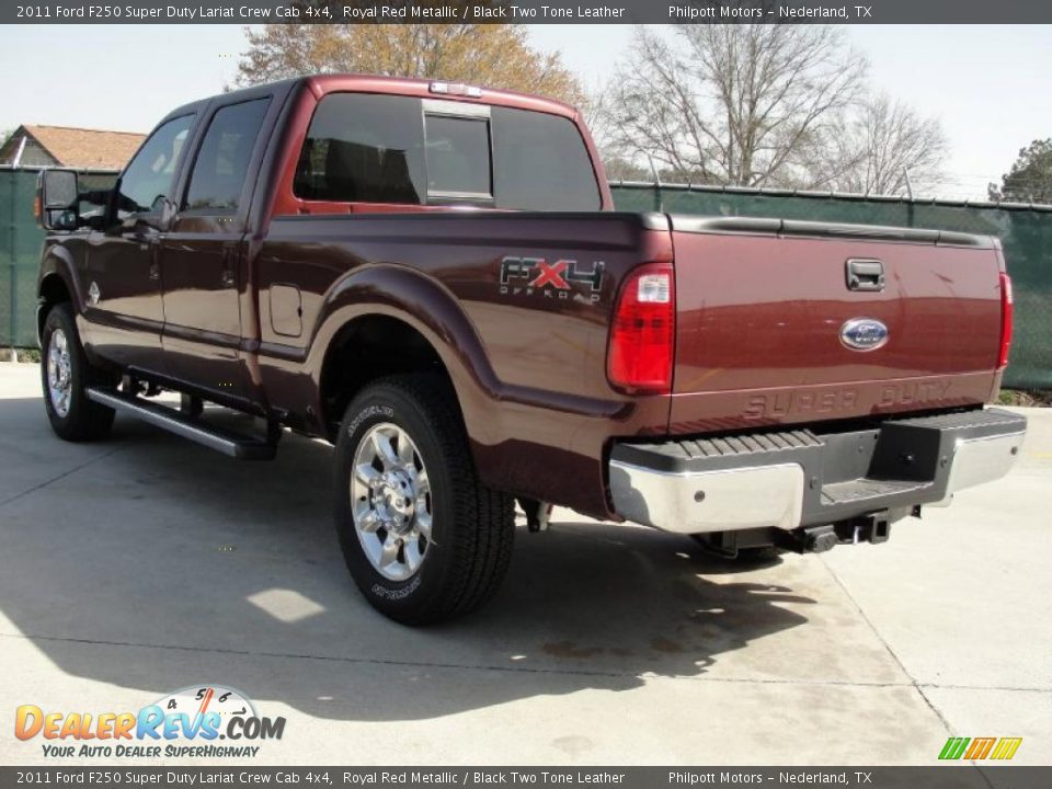 2011 Ford F250 Super Duty Lariat Crew Cab 4x4 Royal Red Metallic / Black Two Tone Leather Photo #5