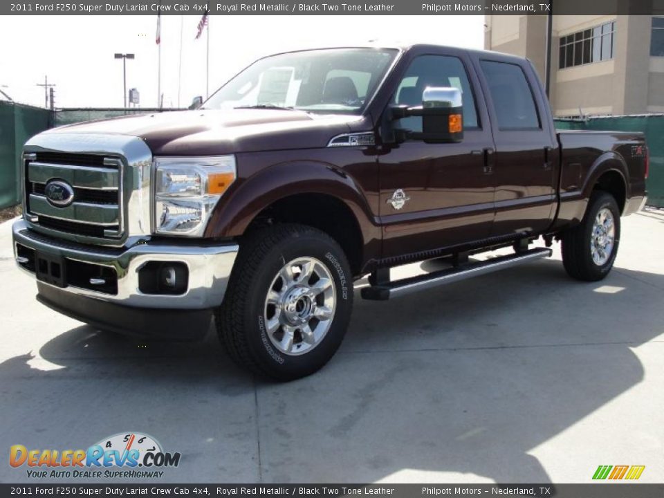 2011 Ford F250 Super Duty Lariat Crew Cab 4x4 Royal Red Metallic / Black Two Tone Leather Photo #7