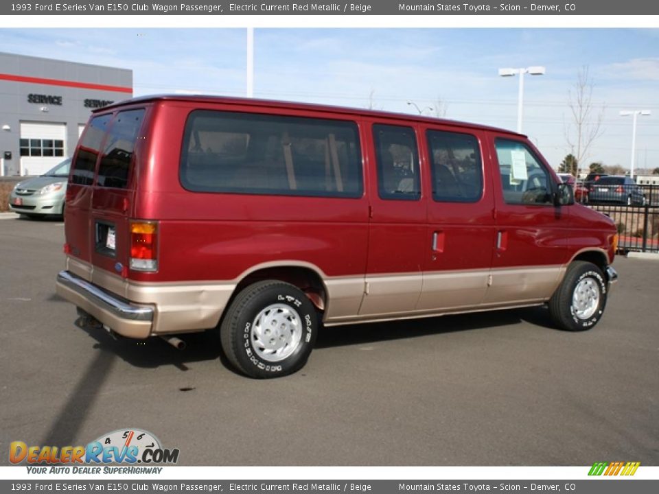 Electric Current Red Metallic 1993 Ford E Series Van E150 Club Wagon Passenger Photo #2