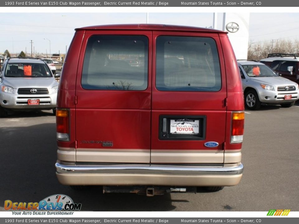 1993 Ford E Series Van E150 Club Wagon Passenger Electric Current Red Metallic / Beige Photo #3