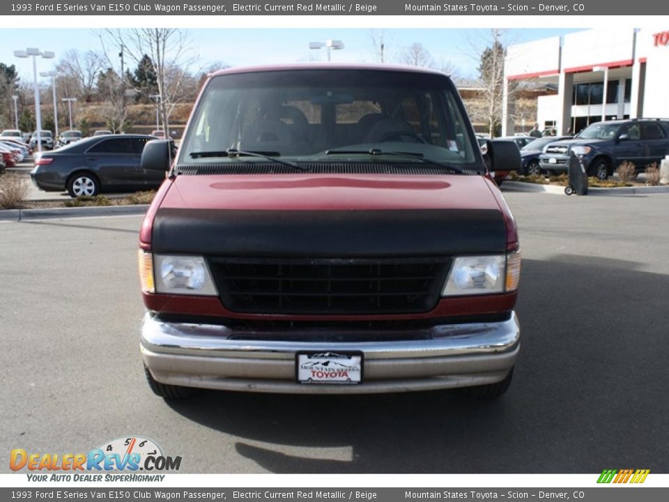 1993 Ford E Series Van E150 Club Wagon Passenger Electric Current Red Metallic / Beige Photo #6