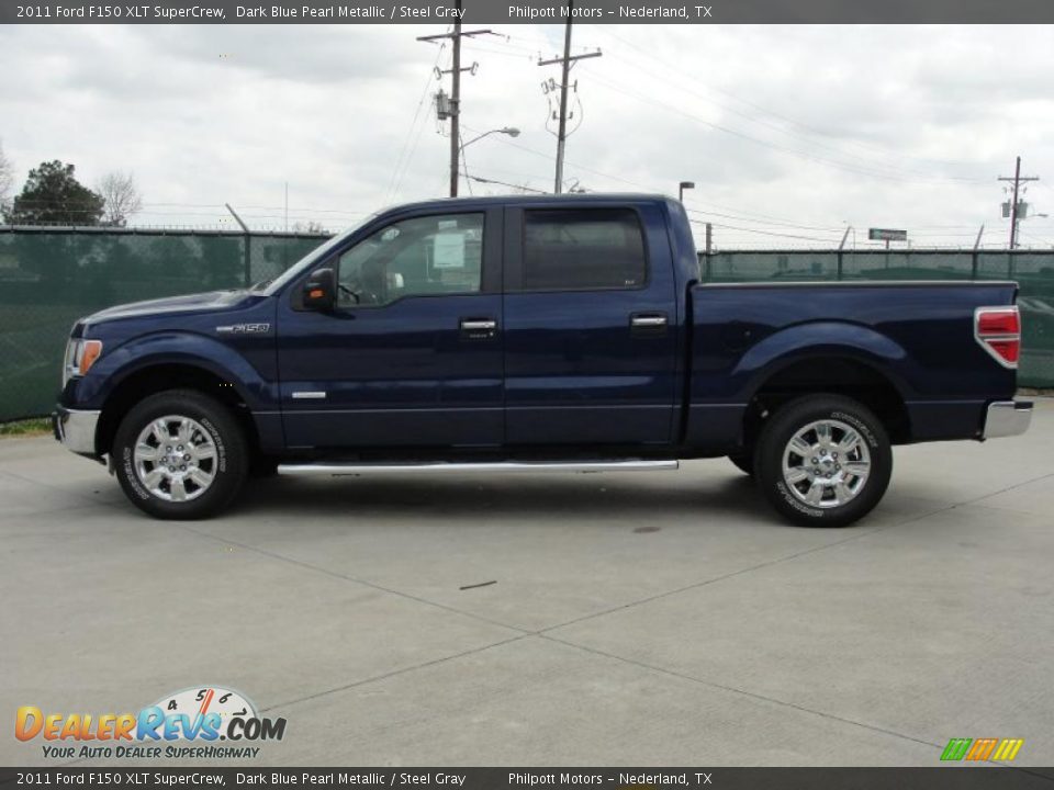 2011 Ford F150 XLT SuperCrew Dark Blue Pearl Metallic / Steel Gray Photo #6