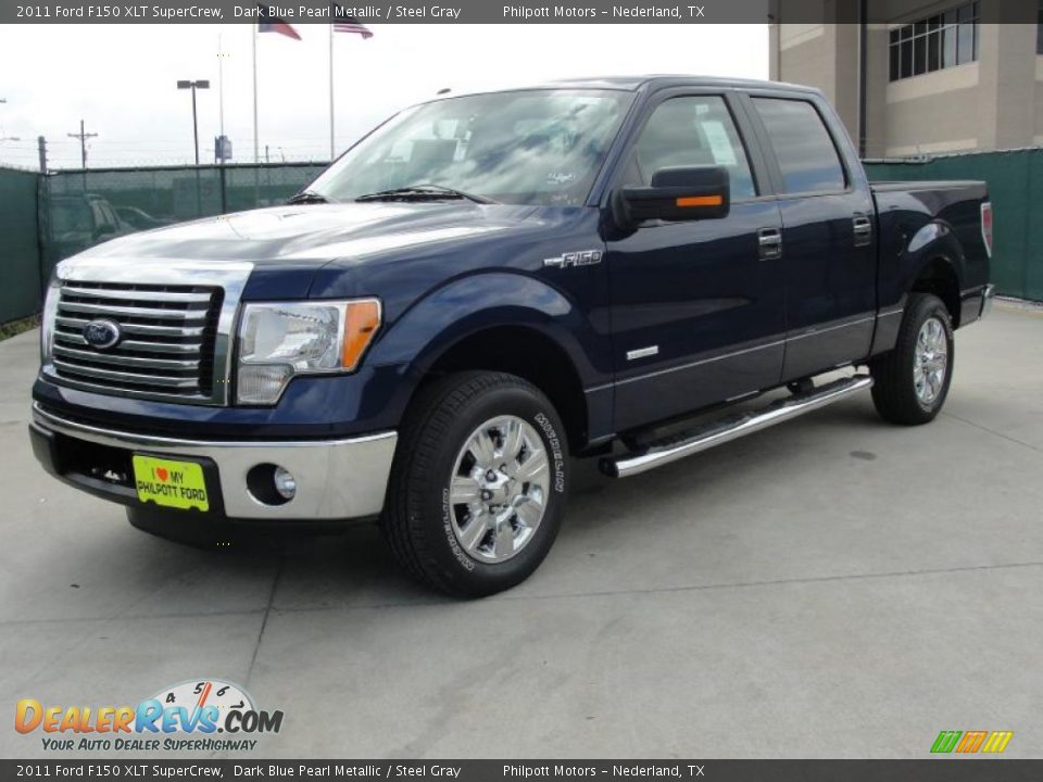 2011 Ford F150 XLT SuperCrew Dark Blue Pearl Metallic / Steel Gray Photo #7