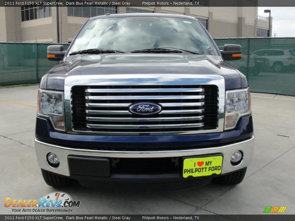 2011 Ford F150 XLT SuperCrew Dark Blue Pearl Metallic / Steel Gray Photo #8