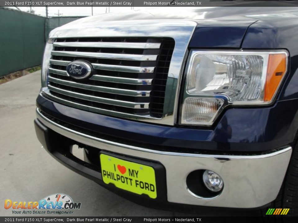 2011 Ford F150 XLT SuperCrew Dark Blue Pearl Metallic / Steel Gray Photo #10
