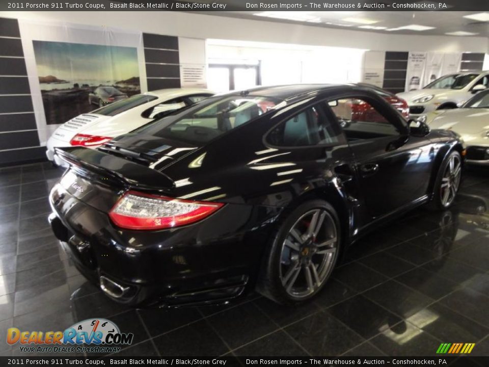 2011 Porsche 911 Turbo Coupe Basalt Black Metallic / Black/Stone Grey Photo #6