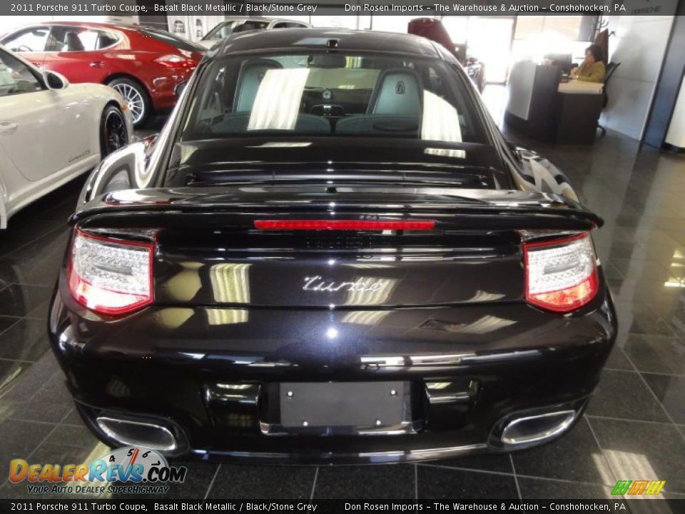 2011 Porsche 911 Turbo Coupe Basalt Black Metallic / Black/Stone Grey Photo #7