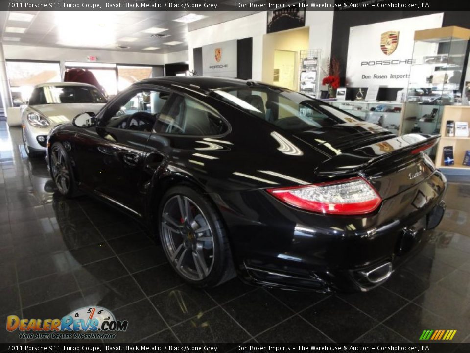 2011 Porsche 911 Turbo Coupe Basalt Black Metallic / Black/Stone Grey Photo #8