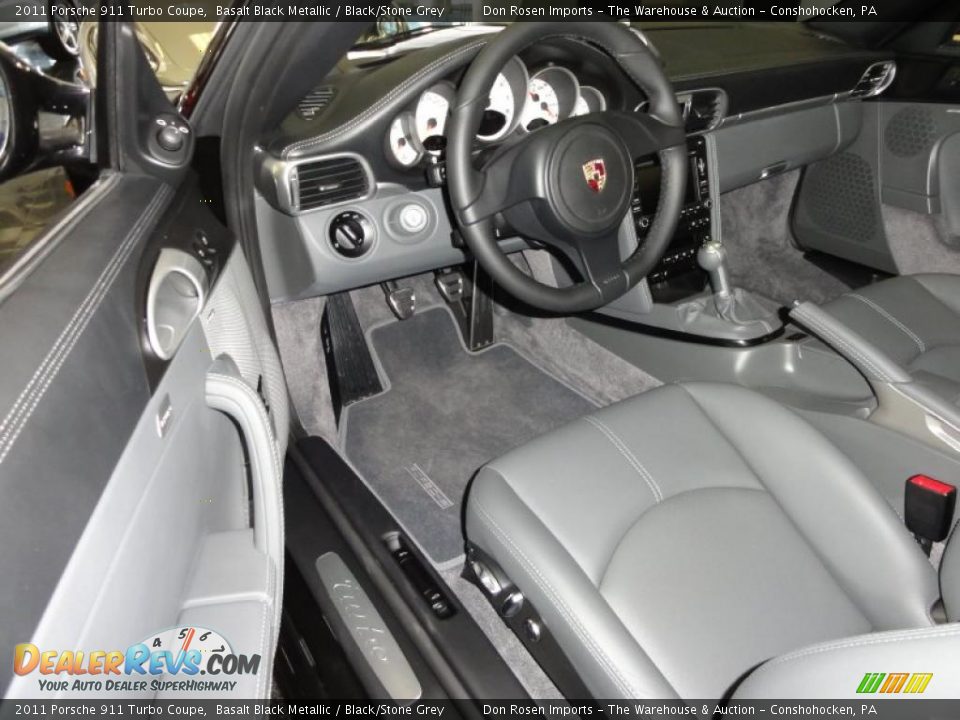 Black/Stone Grey Interior - 2011 Porsche 911 Turbo Coupe Photo #10