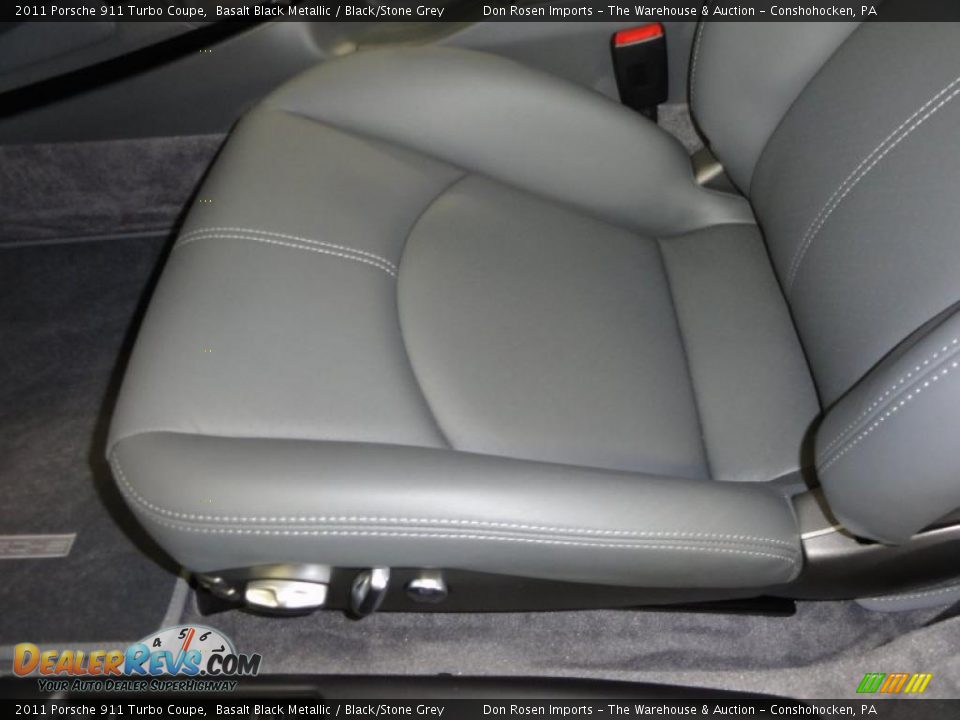 2011 Porsche 911 Turbo Coupe Basalt Black Metallic / Black/Stone Grey Photo #13