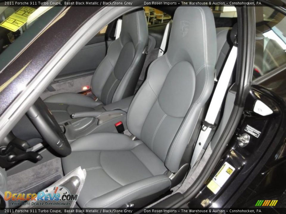 Black/Stone Grey Interior - 2011 Porsche 911 Turbo Coupe Photo #14