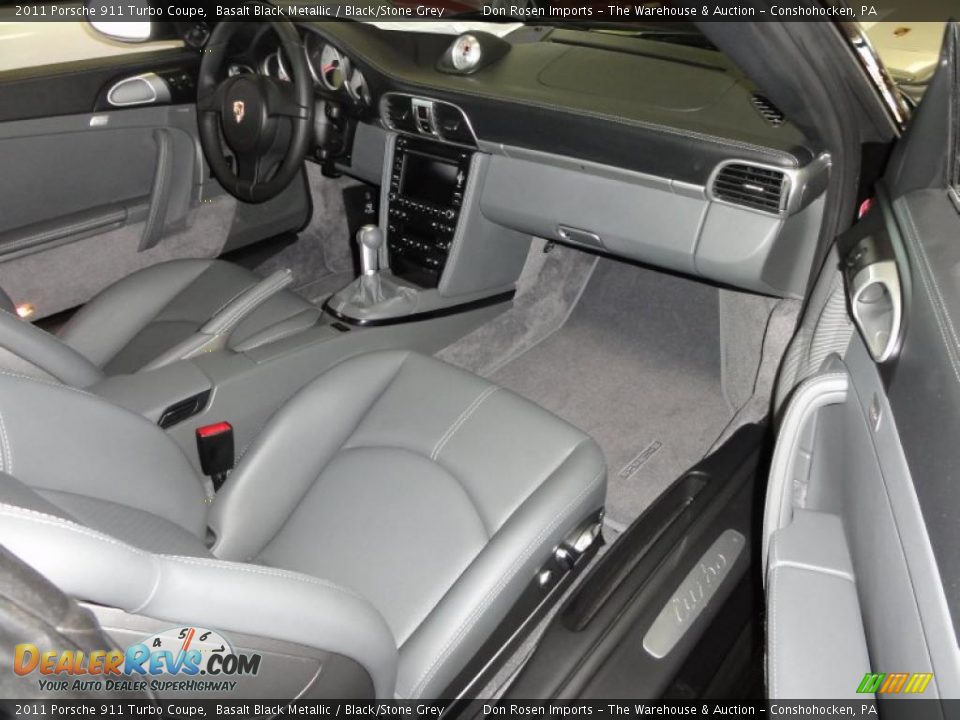 Black/Stone Grey Interior - 2011 Porsche 911 Turbo Coupe Photo #15