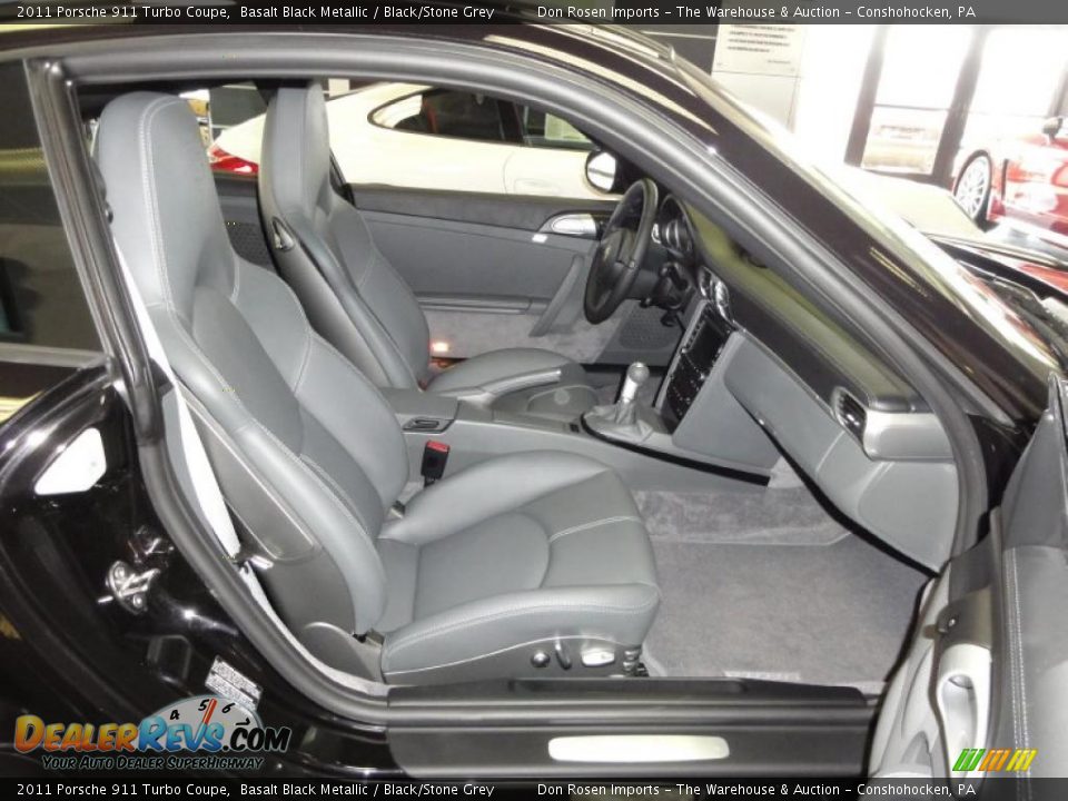 2011 Porsche 911 Turbo Coupe Basalt Black Metallic / Black/Stone Grey Photo #17