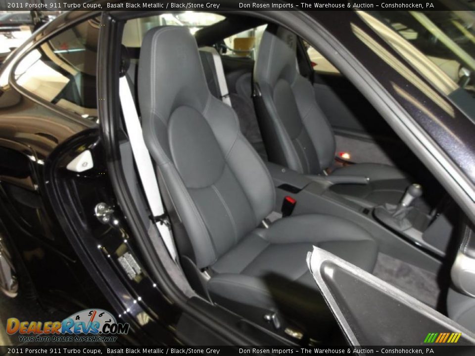 2011 Porsche 911 Turbo Coupe Basalt Black Metallic / Black/Stone Grey Photo #18