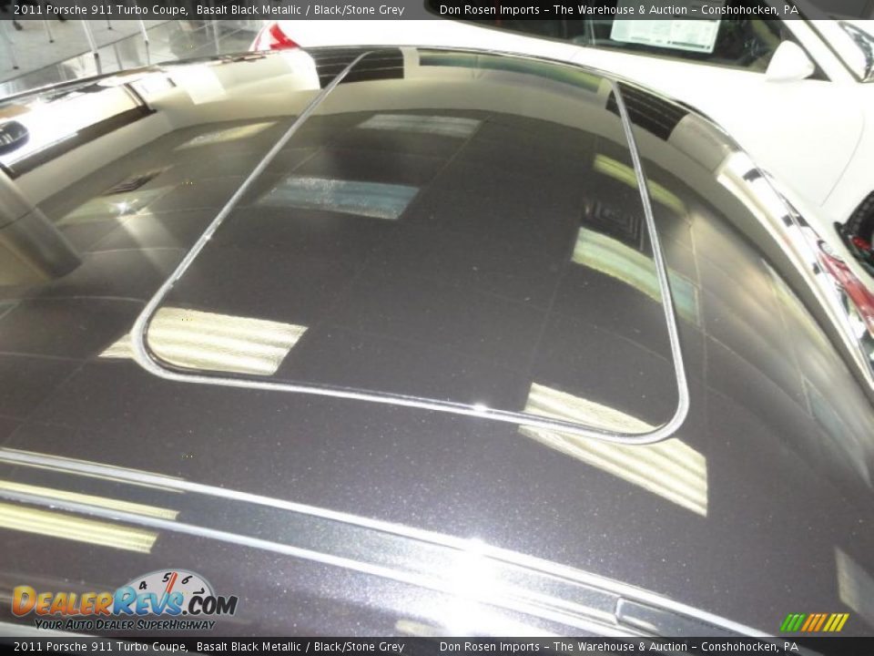 2011 Porsche 911 Turbo Coupe Basalt Black Metallic / Black/Stone Grey Photo #19