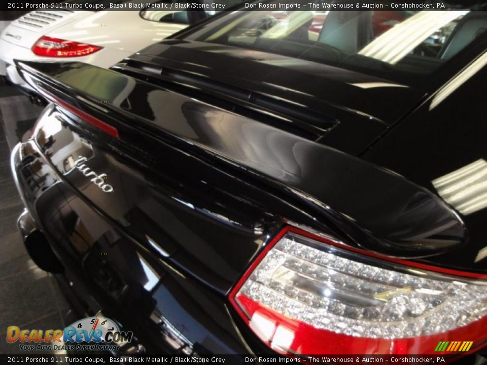 2011 Porsche 911 Turbo Coupe Basalt Black Metallic / Black/Stone Grey Photo #21